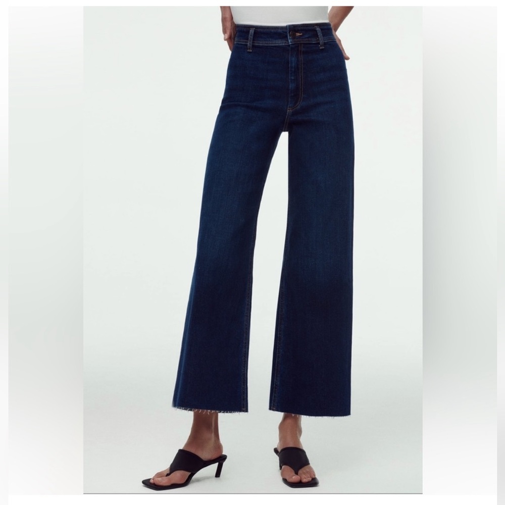 Zara Blue Flare Wide Leg Jeans High Waisted